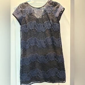 LOFT Black and Blue Lace Detail Dress